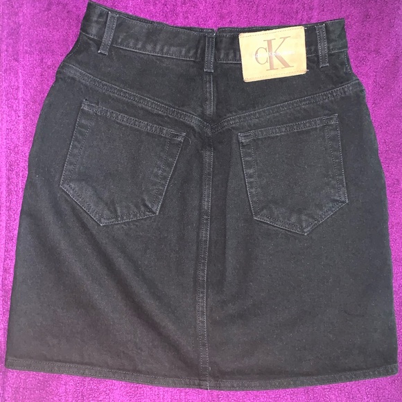 Black Denim Calvin Klein Button Down Skirt - Picture 3 of 4